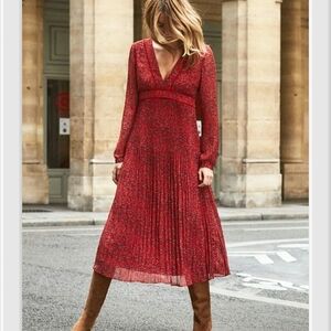 Sezane Red Long Sleeve Dress